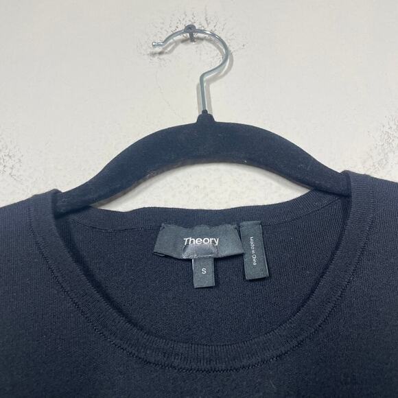 Theory Small Darted Top Crew Neck Peplum Top Black Wool Nylon Blend Sleeveless - Picture 7 of 7